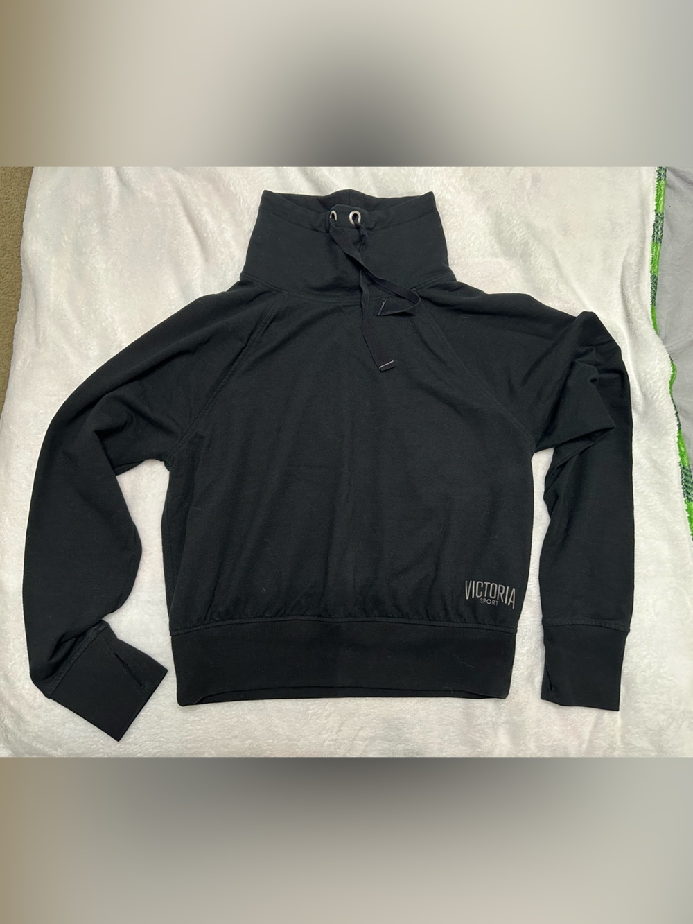 Victoria Sport Black Funnel Neck Pullover Hoodie
